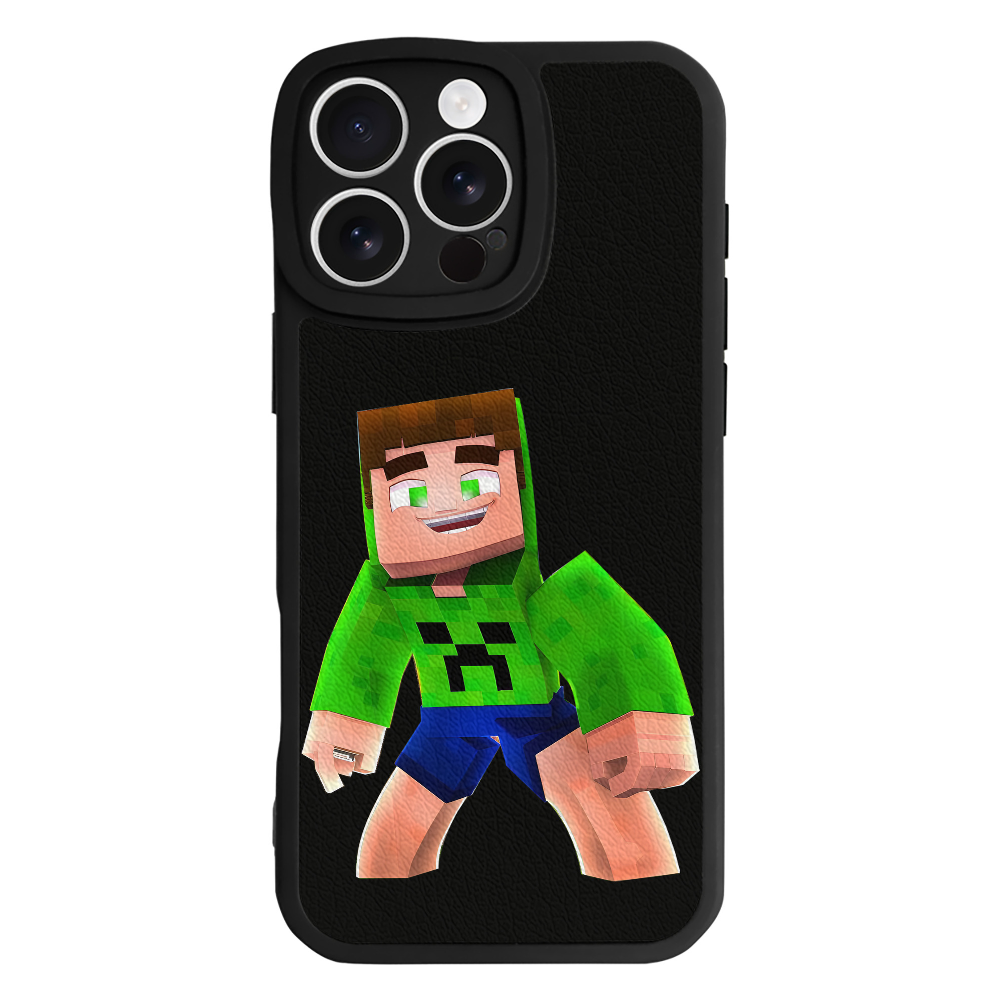 （画像用） マインクラフト ブロックの世界 Minecraft MC Block world 【iPhone 16シリーズ対応】シリコンスマホケース（レザー調） 材質：シリコン